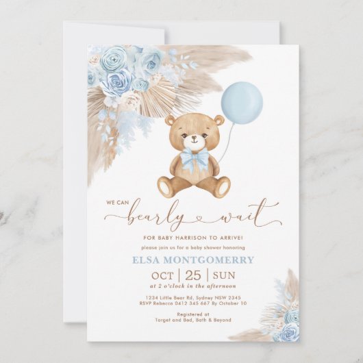 Boho Teddy Bear we kunnen het Baby shower van een  Kaart (Voorkant)