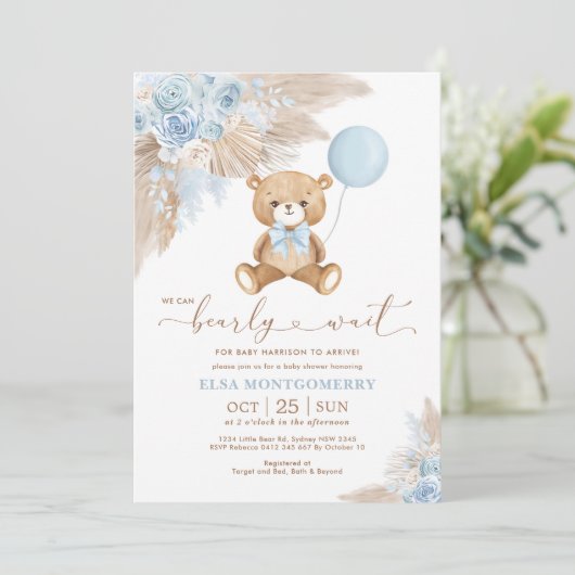 Boho Teddy Bear we kunnen het Baby shower van een  Kaart (Staand voorkant)