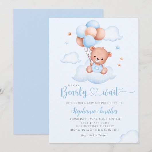 Boho Teddy Bear we kunnen wachten op Baby shower I Kaart (Voorkant / Achterkant)