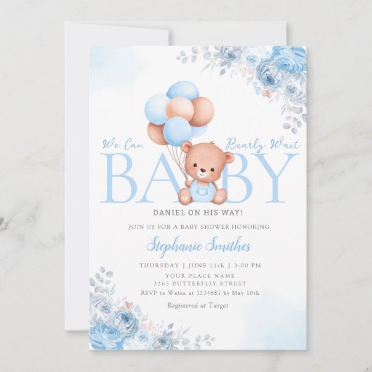 Boho Teddy Bear we kunnen wachten op Baby shower I Kaart (Voorkant)