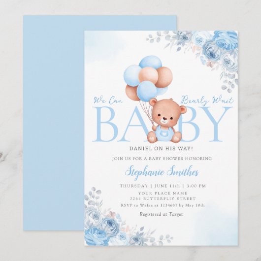 Boho Teddy Bear we kunnen wachten op Baby shower I Kaart (Voorkant / Achterkant)