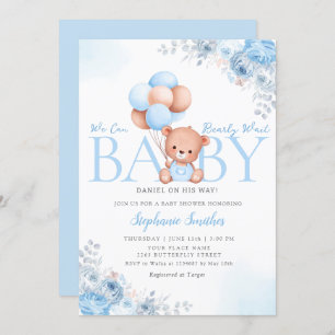 Boho Teddy Bear we kunnen wachten op Baby shower I Kaart