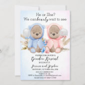 Boho Teddy Bears Roze Blauw Geslacht Kaart (Voorkant)