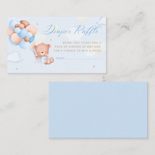 Boho Teddy Beer Balloon Baby shower luierloterij Informatiekaartje (Voorkant / Achterkant)