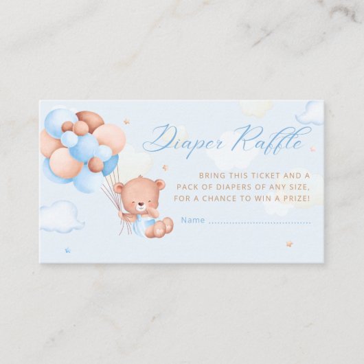 Boho Teddy Beer Balloon Baby shower luierloterij Informatiekaartje (Voorkant)