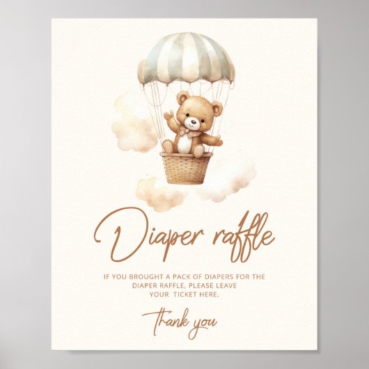 Boho Teddy beer luier loterij Poster (Voorkant)