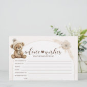 Boho teddy draagt baby shower ouders raad briefpapier (Staand voorkant)