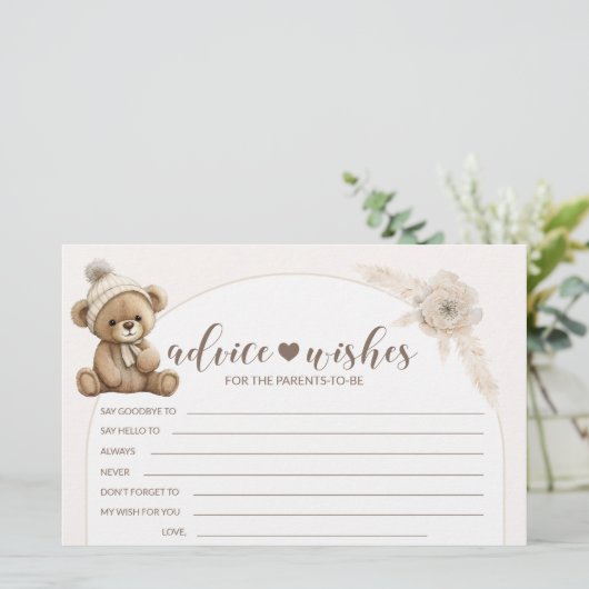 Boho teddy draagt baby shower ouders raad briefpapier (Staand voorkant)