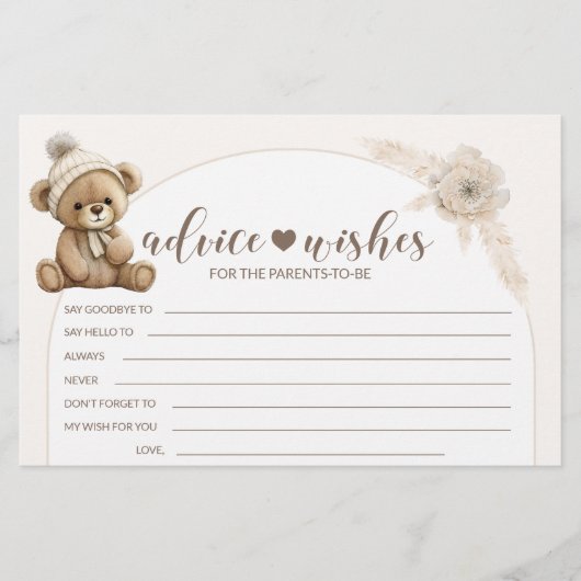 Boho teddy draagt baby shower ouders raad briefpapier (Voorkant)