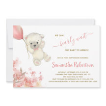 Boho Teddy Polar Beer Pink Pampa Grass Baby shower