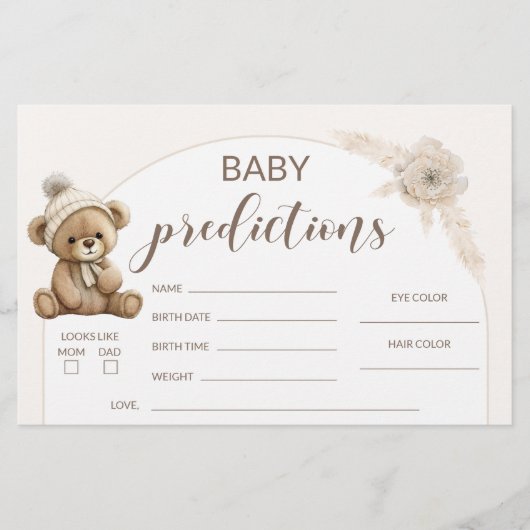 Boho teddy voorspelt het baby shower briefpapier (Voorkant)