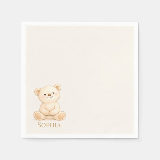 Boho Teddybeer Baby Borrel Servet (Voorkant)