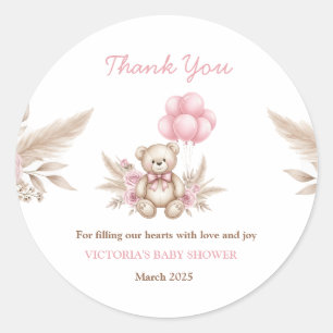 Boho Teddybeer Baby Shower Favor Klassieke Ronde S Sticker