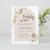 Boho Teddybeer Baby Shower  Kaart (Staand voorkant)