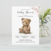 Boho Teddybeer Baby Shower Kaart (Staand voorkant)