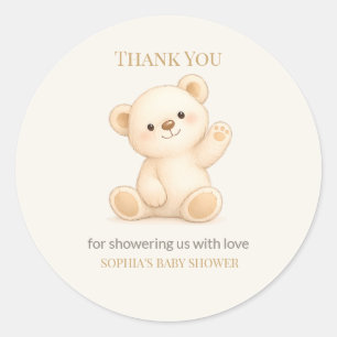 Boho Teddybeer Baby Shower Ronde Sticker