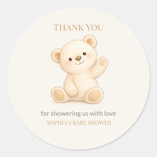 Boho Teddybeer Baby Shower Ronde Sticker (Voorkant)