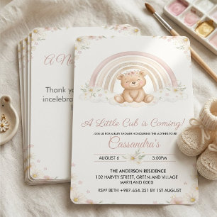 Boho Teddybeer Baby Shower, Welpje komt eraan Kaart