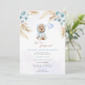 Boho Teddybeer Babyborrel Kaart (Staand voorkant)