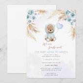 Boho Teddybeer Babyborrel Kaart (Voorkant / Achterkant)