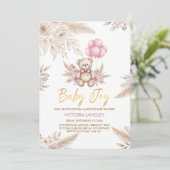 Boho Teddybeer Babyshower Uitnodiging (Staand voorkant)