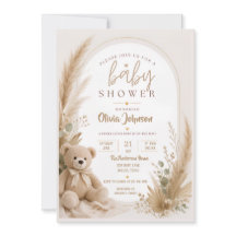 Boho Teddybeer Babyshower Uitnodiging