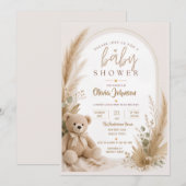 Boho Teddybeer Babyshower Uitnodiging (Voorkant / Achterkant)
