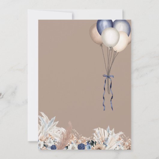 Boho Teddybeer & Ballonnen Bearly Wait Baby Shower Kaart (Achterkant)