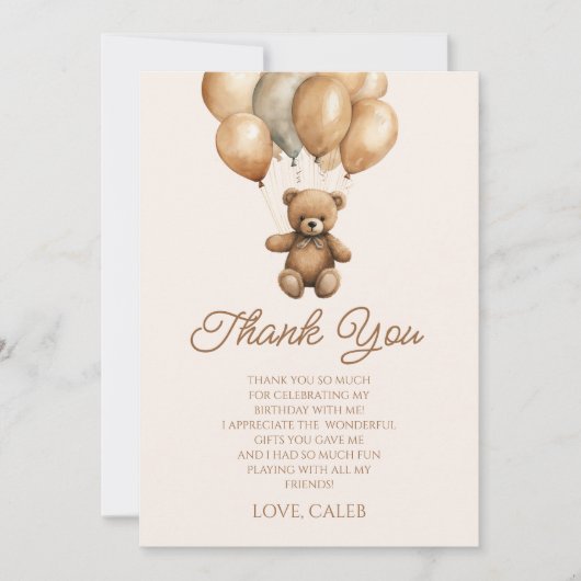 Boho teddybeer Beary eerste 1e verjaardag Bedankkaart (Voorkant)