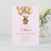 Boho teddybeer Beary eerste 1e verjaardag Kaart (Staand voorkant)