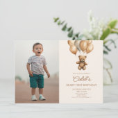 Boho teddybeer Beary eerste 1e verjaardag Kaart (Staand voorkant)