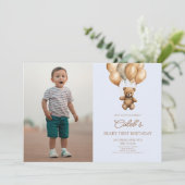 Boho teddybeer Beary eerste 1e verjaardag Kaart (Staand voorkant)