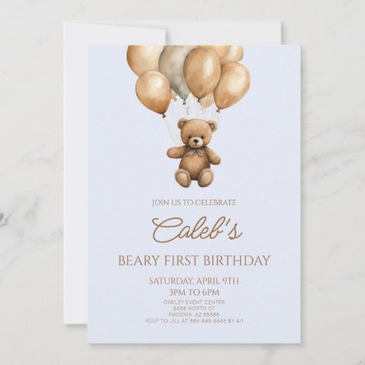 Boho teddybeer Beary eerste 1e verjaardag Kaart (Voorkant)