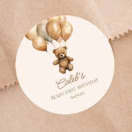 Boho teddybeer Beary eerste 1e verjaardag Ronde Sticker