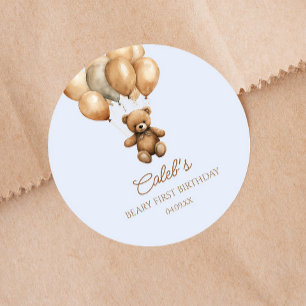 Boho teddybeer Beary eerste 1e verjaardag Ronde Sticker