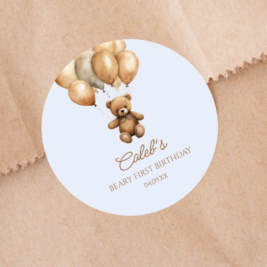Boho teddybeer Beary eerste 1e verjaardag Ronde Sticker