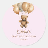 Boho teddybeer Beary eerste 1e verjaardag Ronde Sticker (Voorkant)