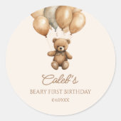 Boho teddybeer Beary eerste 1e verjaardag Ronde Sticker (Voorkant)