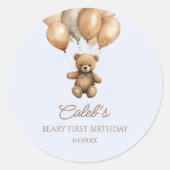 Boho teddybeer Beary eerste 1e verjaardag Ronde Sticker (Voorkant)