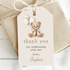Boho Teddybeer Beary Eerste 1e Verjaardagsfeestje Cadeaulabel