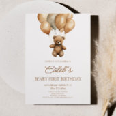 Boho Teddybeer Beary Eerste 1e Verjaardagsfeestje Kaart