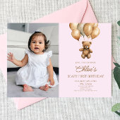 Boho Teddybeer Beary Eerste 1e Verjaardagsfeestje Kaart