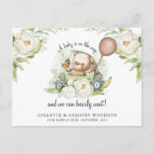 Boho Teddybeer Bruin Saliegroen Barly Wait  Aankondigingskaart (Voorkant)