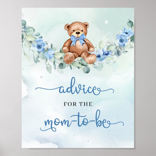 Boho teddybeer floraal Advies voor de aanstaande m Poster (Voorkant)