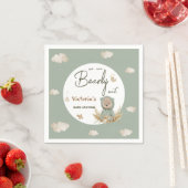 Boho teddybeer groen neutraal Baby shower Servet (Insitu)