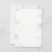 Boho Teddybeer Jongen Blauwe Baby Shower Uitnodigi Kaart (Achterkant)