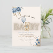 Boho Teddybeer Jongen Blauwe Beer Kan bijna niet w Kaart (Staand voorkant)