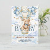 Boho Teddybeer Jongen Blauwe Beerlijd Wait Baby Sh Kaart (Staand voorkant)