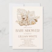 Boho teddybeer kwekerij bloemblaadjes Baby shower Kaart (Voorkant)