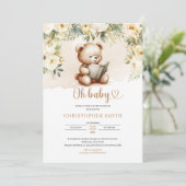 Boho teddybeer leest een boek groen en bruin kaart (Staand voorkant)